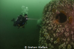 A diver on a ship wreck off the coast near Tynemouth UK by Graham Watters 